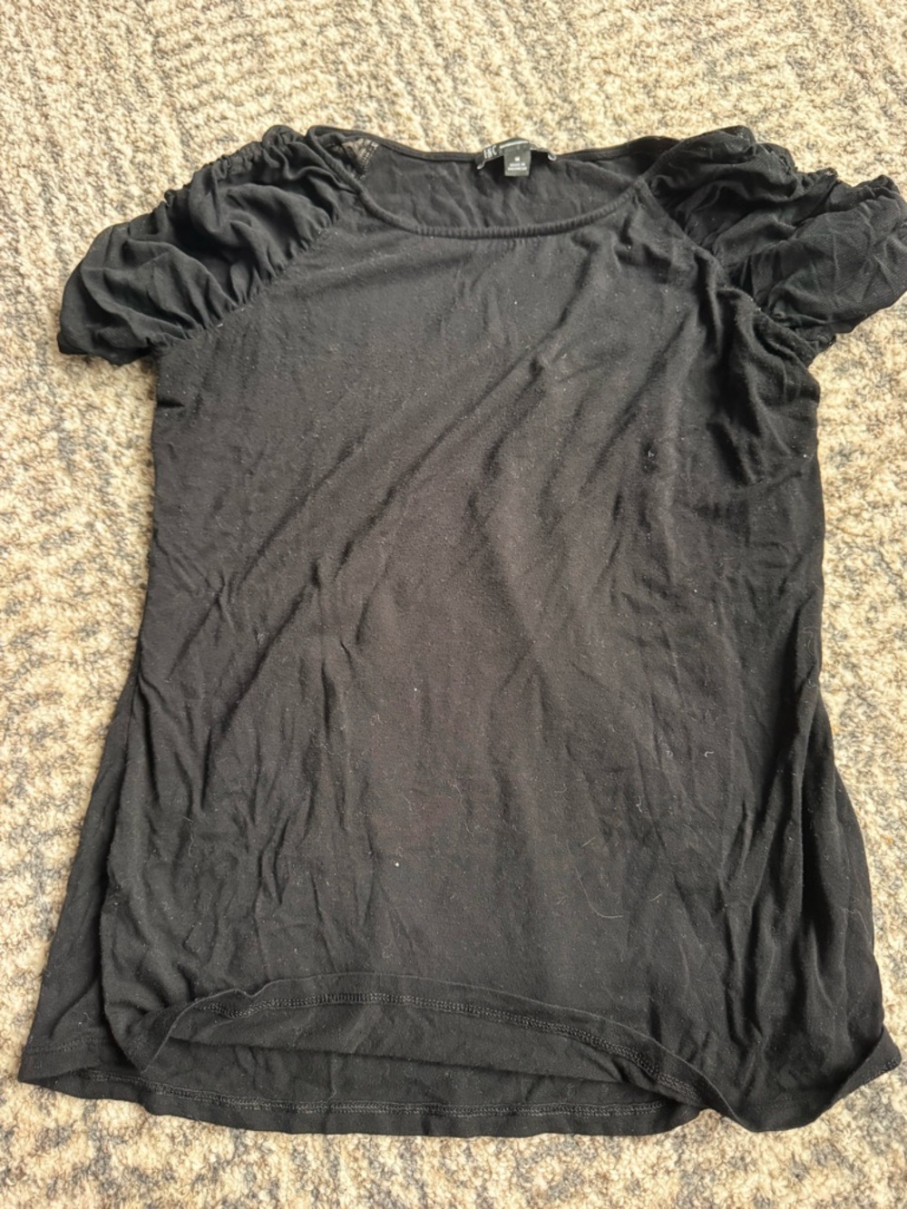 INC International Concepts Black Short Sleeve Top